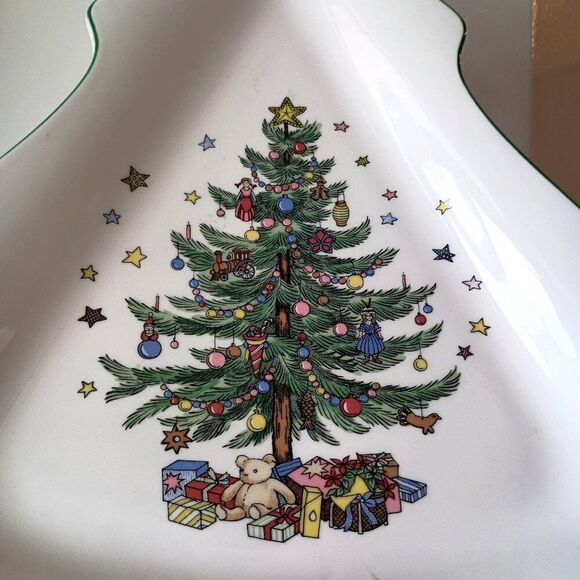 Nikko Christmas Tree Shaped Serving Dish Plate Platter Porcelain 12" - Picture 2 of 6
